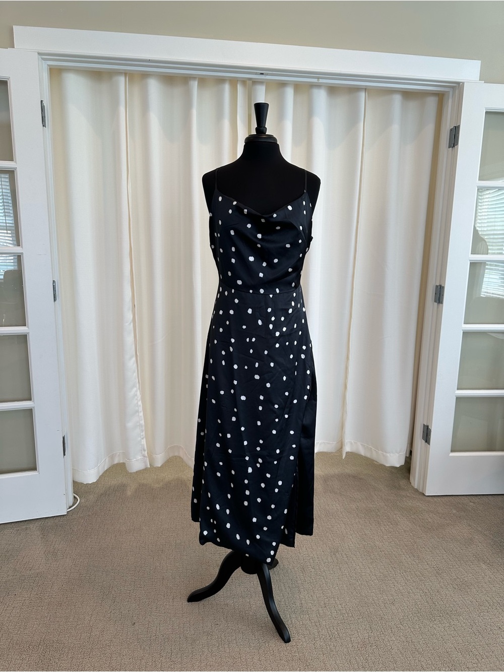 foxiedox Navy Polka Dot Midi Slip Dress